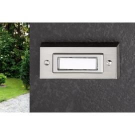 HUBER Surface-Mounted Bell Push 1 Gang Made of Real Metal - Doorbell Push with Name Plate - Front Doorbell Surface-Mounted - Bell Switch, Bell