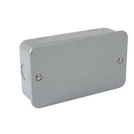Metal Clad Blank Plate 2 Gang + Back Box 2 Gang Metal Clad 2 Gang Metal Clad Blank Plate Surface Mounted Box 2 Gang, Metal Clad 40mm Back Box