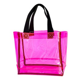 TotePrint Transparent Beach Bag Waterproof PVC Stadium Event Bag (21 x 20 x 8 cm) - TSA Approval, Jr12#-d2123-2 Pink