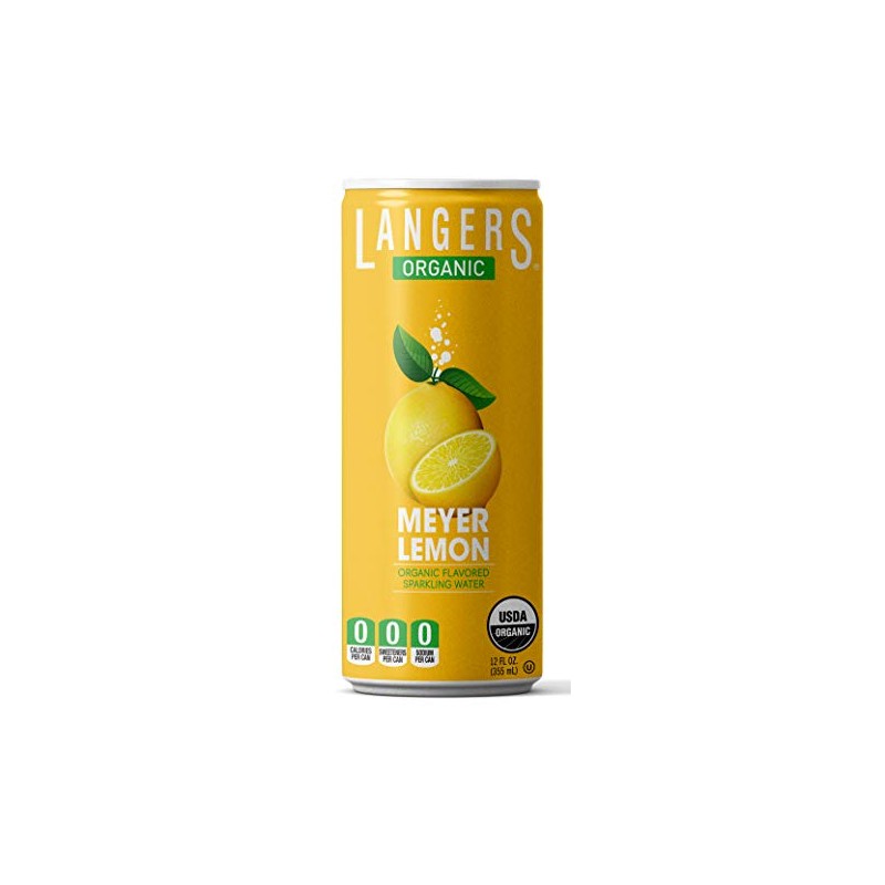 Langers Organic Flavored Sparkling Water, Meyer Lemon, 12 Ounce (Pack