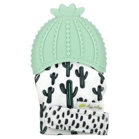 Itzy Ritzy Silicone Teething Mitt - Soothing Infant Teething Mitten with Adjustable Strap, Crinkle Sound & Textured Silicone to Soothe Sore & Swollen Gums - For Ages 3 Months & Up (Cactus)