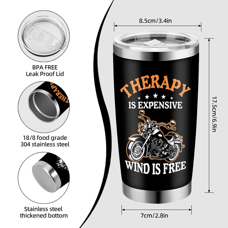 Yuecda Motorcycle Gifts for Men, Women - Therapy is Expensive