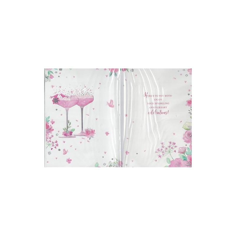 On your anniversary card. Champagne glasses. 9 x 6 inches