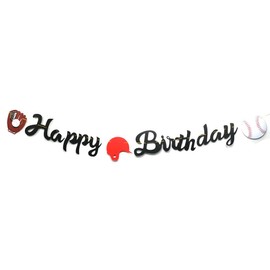 Baseball Happy Birthday Banner for Baseball Birthday Decorations, Sports Theme Birthday Party Supplies, Baseball Pennant Bunting Party Supplies pre-strung