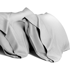 WishSmile Bamboo Cooling Pillowcases Standard Pillow Cases Set of 2 Breathable Cool Silky Soft Moisture Wicking for Hot Sleepers,Hair and Skin Friendly,Light Grey,2 Pack,20x26 inches