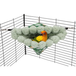 Wontee Bird Nest House Winter Warm Hanging Hammock Bird Bed Snuggle Hut for Parakeets Budgies Caique Conures Cockatiels (Large, Green)