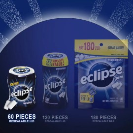 Eclipse Winterfrost Sugar Free Chewing Gum 60 Count Pack of 6 Bottles