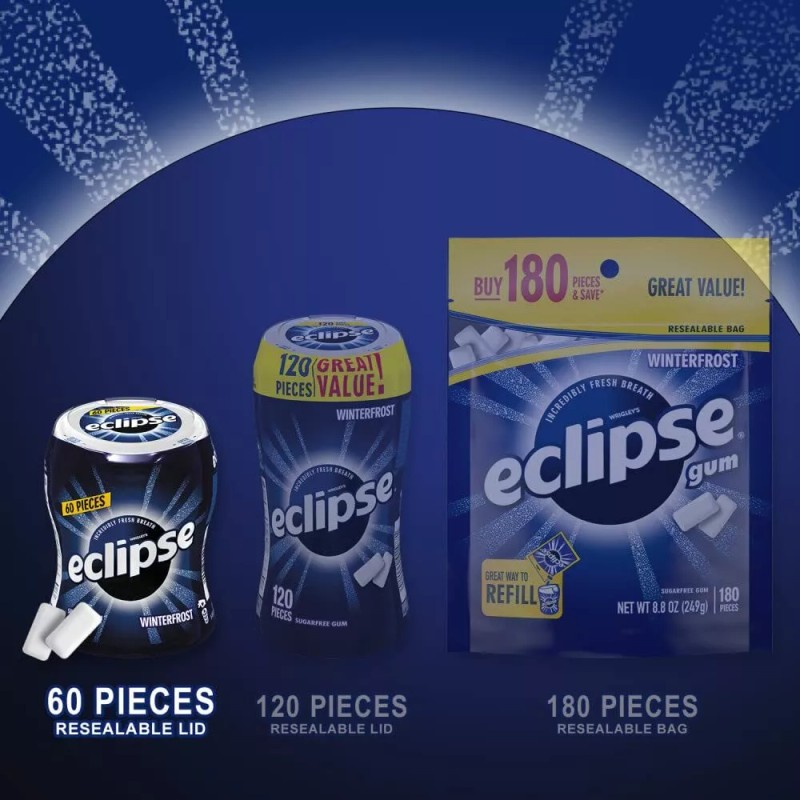 Eclipse Winterfrost Sugar Free Chewing Gum 60 Count Pack of