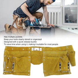 Tool Belt leather tool belt Quick Release Buckle Wearproof Portable Multiple Pockets Leather Tool Belt Apron, Leather Organizer Belt carpenter tools for Gardening Woodworking Tool Belts