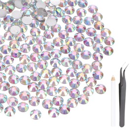 MECCANIXITY 3000 Pcs Flatback Crystal Rhinestones, Resin Crystal Gems with Tweezer Dotting Pen Non Hotfix for Bedazzling Tumblers Mugs Bottles Nail DIY Crafts(SS16 4mm, AB White)