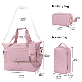 Leathario Travel Duffel Bag for Women, Gym Tote Bag with Shoe Compartment & Wet Pocket, Lightweight Holdall Luggage Bag, Weekend Bag with Trolley Sleeve for Vacation
