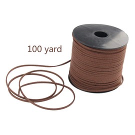 Wobe 100 Yards Suede Cord, Leather Cord 2.6mm x 1.5mm Suede Lace Faux Leather Cord with Roll Spool for Bracelet Necklace Beading DIY Handmade Crafts Thread (Coffee)