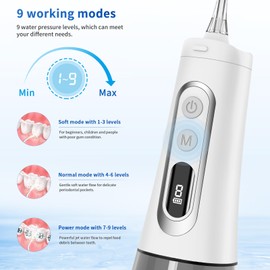 Reva Smart Cordless Water Flosser for Teeth, USB Rechargeable Oral Irrigator with HD Display, 300ML Tank, 360° Nozzle, IPX7 Waterproof, Portable Dental Cleaner for Home & Travel (White)