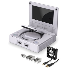 RETROFLAG PiStation Case Pi 4 Case with 800x480 Pixel 3.4 inch LCD Screen & Stereo Speaker，Fan Heatsinks HDMI Cable for Raspberry Pi 4