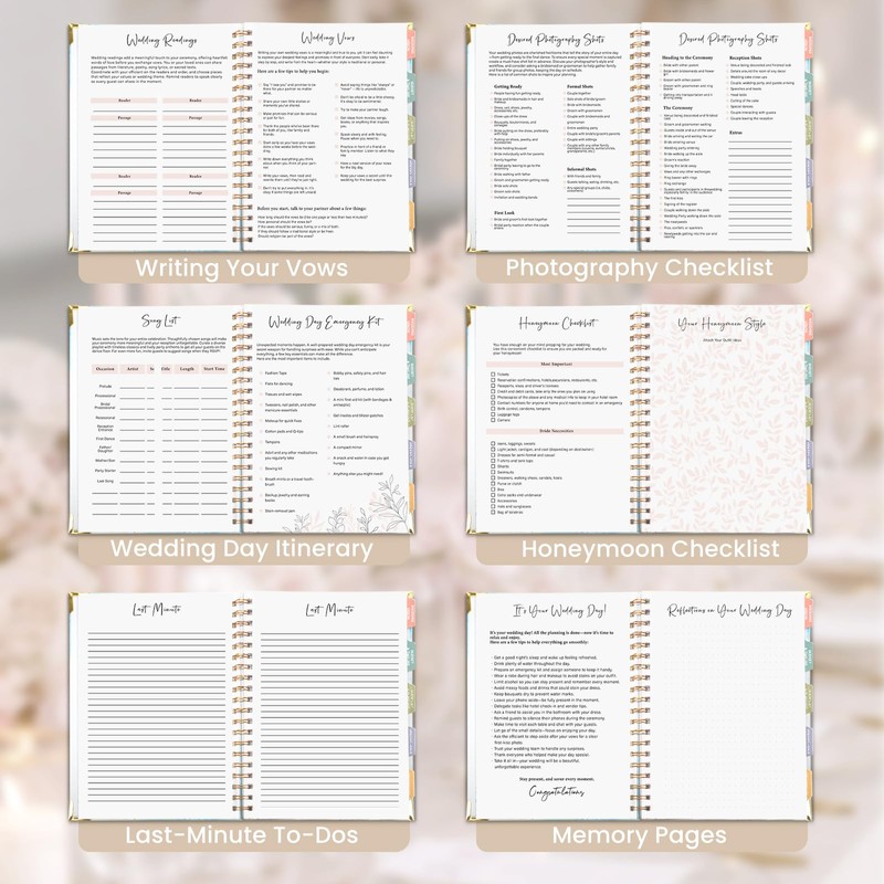 Wedding Planner Book and Organizer, Bridal Planning Binder with Tabs&Pocket