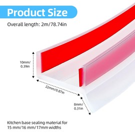 Flintronic Kitchen Strip Sealing Profile, Skirting Board, Kitchen Skirting Profile Seal, for 15 mm 16 mm 17 mm Wood Thickness Sealing Profile, for Kitchen Plinth (Transparent, 2 m)