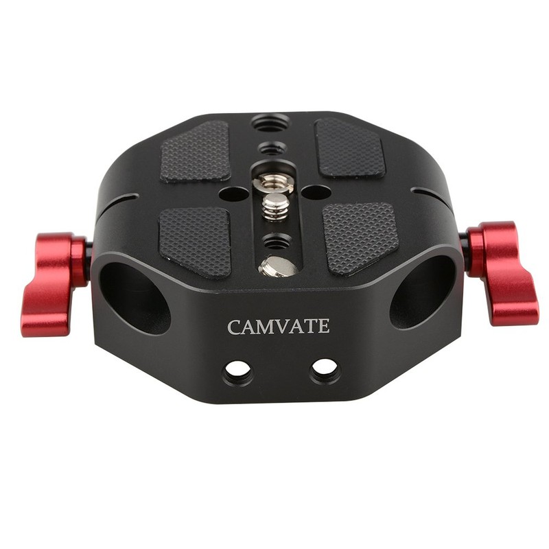 CAMVATE Camera 15mm Rod Type Universal Baseplate for Canon C100/300/500(Red)