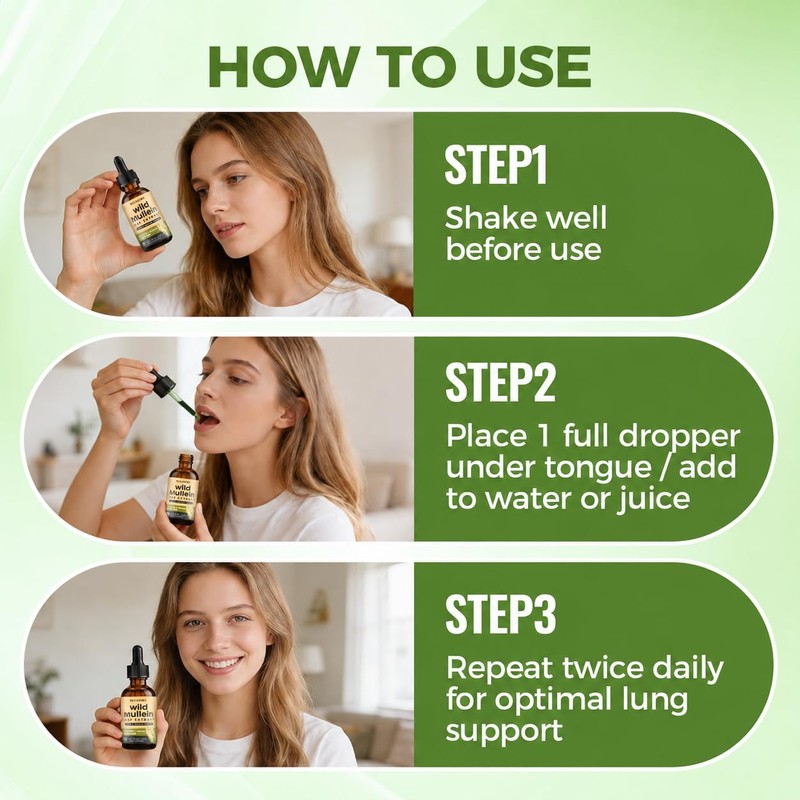Wild Mullein Drops for Lungs, Organic Liquid Wild Mullein Leaf