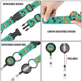 WIRESTER Set of 2 Cruise Lanyards with ID Holder and Buckle, Retractable Badge Reel Holder for All Cruises Ships Key Cards Men Women - English Bulldog Funny Playful Postures, Chicken Pattern