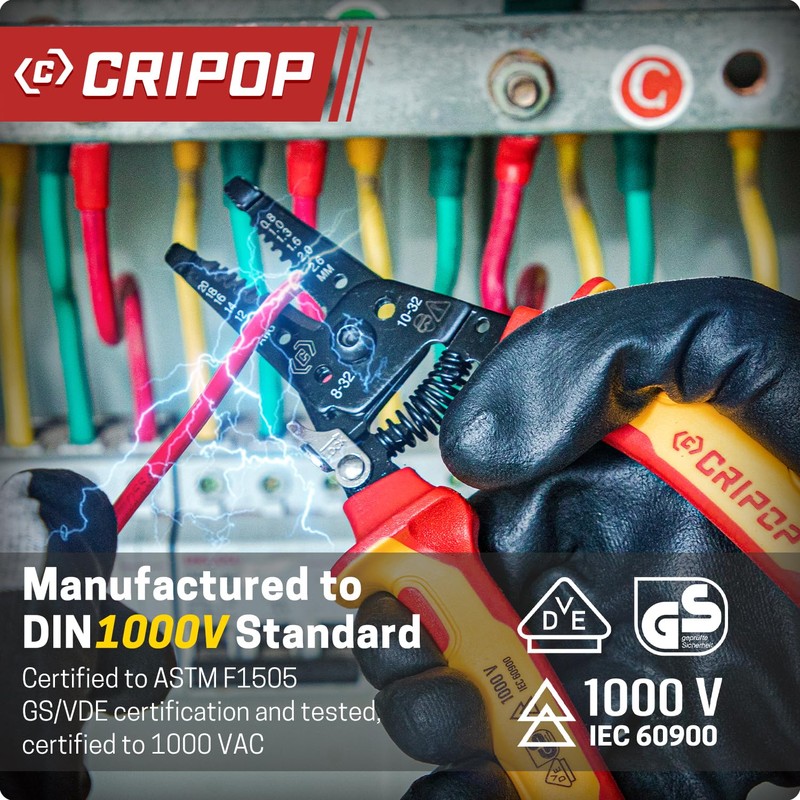 CRIPOP Insulated Wire Stripper and Cutter with EVA Storage Box,