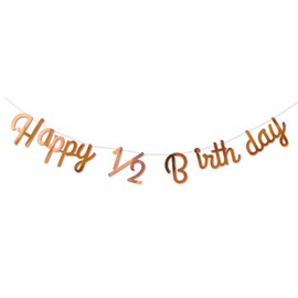 regalo Half Birthday Letter Banner Garland Decoration Happy Birthday Happy Birthday HAPPY HALF BIRTHDAY Cursive Alphabet (Rose Gold Airy)