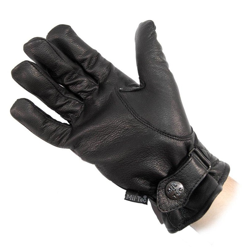MIL-TEC BW Leather Gloves Lined, black, m