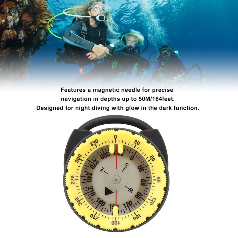 50M Underwater Diving Compass Luminous Magnetic Waterproof Pipe Clamp Diving