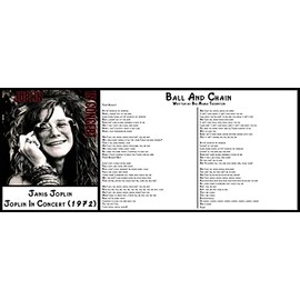 Album Lyric Poster - Janis Joplin - Janis In Concert (1972) - Ball and Chain 10" x 24" Art Poster