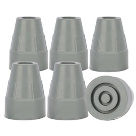 supregear 6 Pack Rubber Crutch Tips, 22mm Crutch Tips, Heavy Duty Extra Wide Base, Non-Slip Replacement Crutch Tip for Walking Sticks, Foldable Accessories, Grey