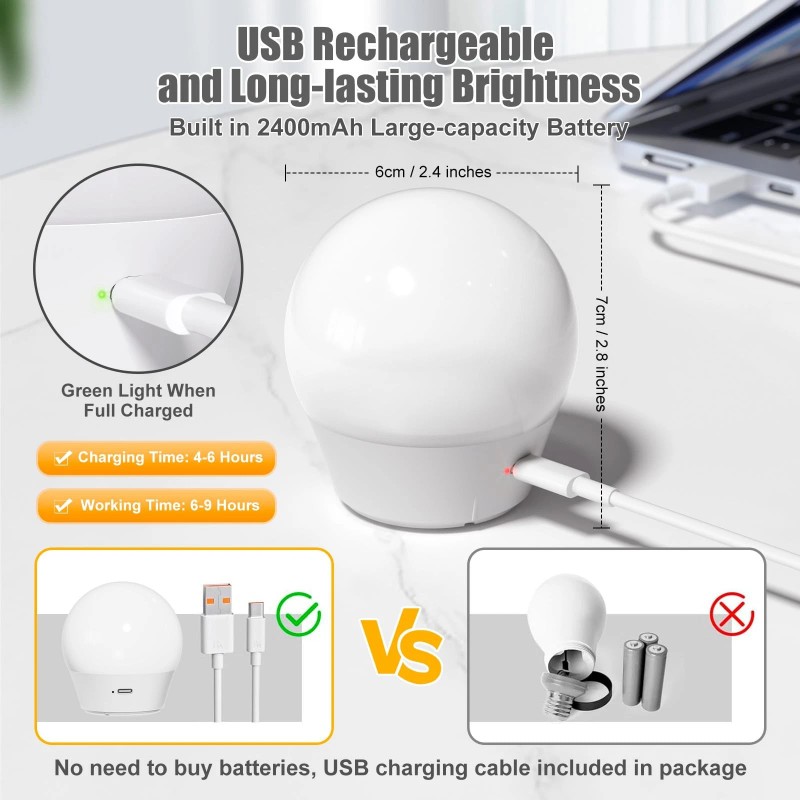 Brightown Rechargeable LED Light Bulb E26 3 Colors with Magnetic