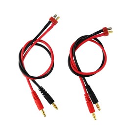 OliYin 2pcs Anti-Skid T-Plug Style Connector to 4mm Banana Plugs Battery Charge Lead Adapter 14awg 30cm 11.8in Cable(Pack of 2)