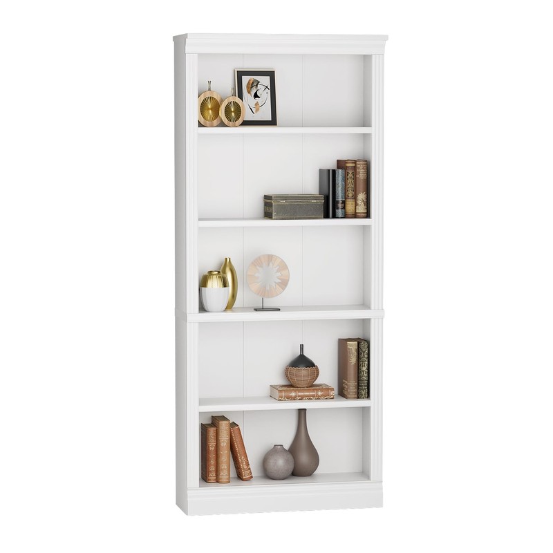 Furniwell Bookcase Bookshelves, 5-Shelf Tall Bookcase 71" Wood Open Display