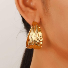 Cybche Punk Chunky Large Hoop Earrings Gold Wide Circle Hoop Earrings C Shape Earrings Thick Open Hoop Earrings Exaggerated Circle Earrings Jewelry for Women