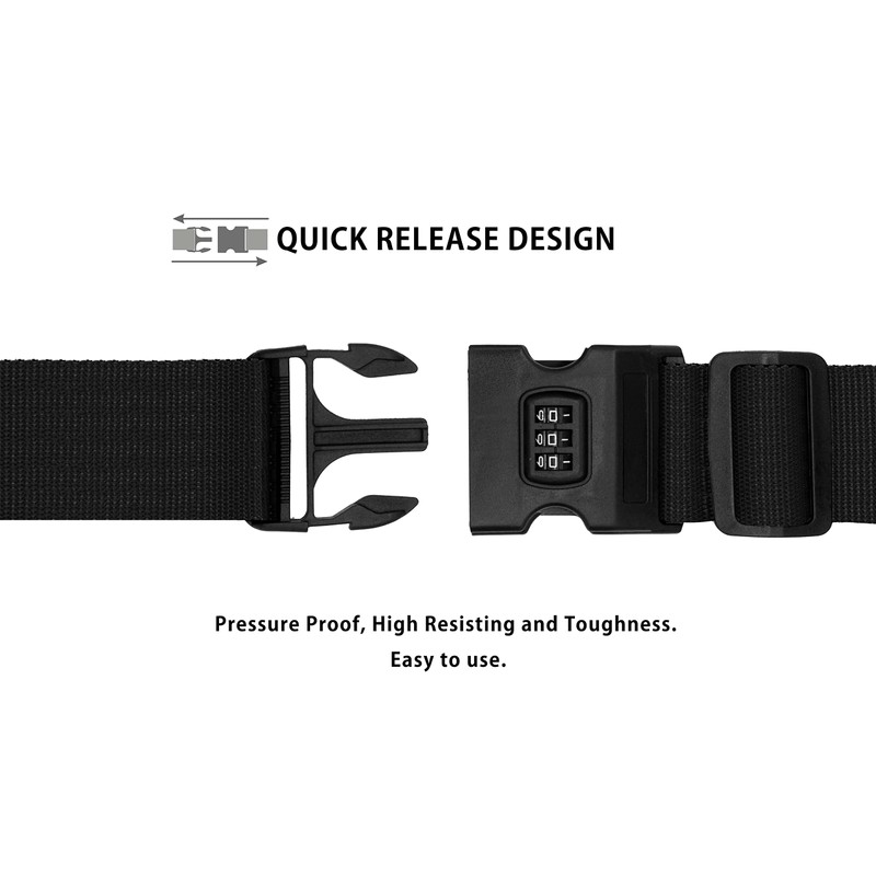 MyGadget Set of 4 Suitcase Straps Set with Combination Lock