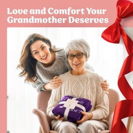 Gifts for Grandma Blanket, Valentines Day Gifts for Grandma, Gifts for Women, Grandma Gifts, Best Grandma, Grandma Gifts from Grandchildren, Grandmother Gifts, Throw Blanket 65”x50” (Purple)
