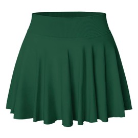 YOAKAKU Pleated Tennis Skater Skirts for Women with Pocket Shorts Flowy Golf Athletic Skort Sports Mini Skirt Green