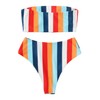 SweatyRocks Women's Bathing Suits Striped Bandeau Bikini high Waisted Swimsuits