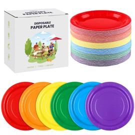 Kochorie 150 Pieces Rainbow Paper Plates 7 Inch Bulk Disposable Solid Colorful Dinner Plates Heavy Duty Round Dessert Supplies for Birthday Wedding Holiday Bridal Shower Party Supplies