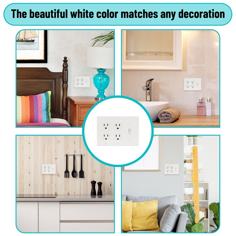 Bates- Combination Wall Plate, 2 Pack, Single Toggle/Double Decorator, White