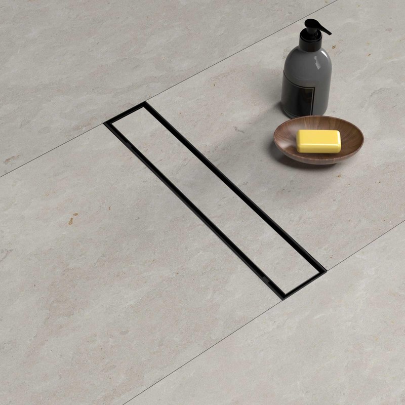 BARONAGE Linear Shower Drain 12 Inch Matte Black Rectangular Shower