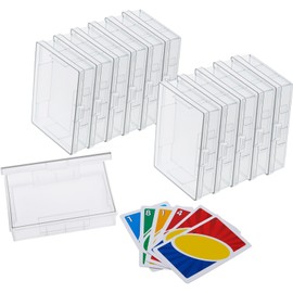 Skylety 50 Pcs Clear Playing Card Deck Cases Plastic Empty Playing Card Box Holder Storage Case Organizer Snap Closed, Suitable for 3.7x2.7 Inch Game Card (No Cards)