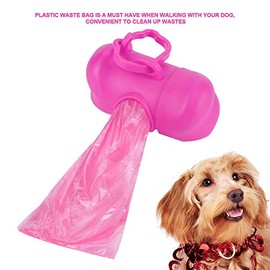 Bolsa para desechos, 20 Rollos Bolsas para desechos de Basura de plástico para Perros con Soporte para dispensador de Bolsas con Forma de Hueso(Rosado)
