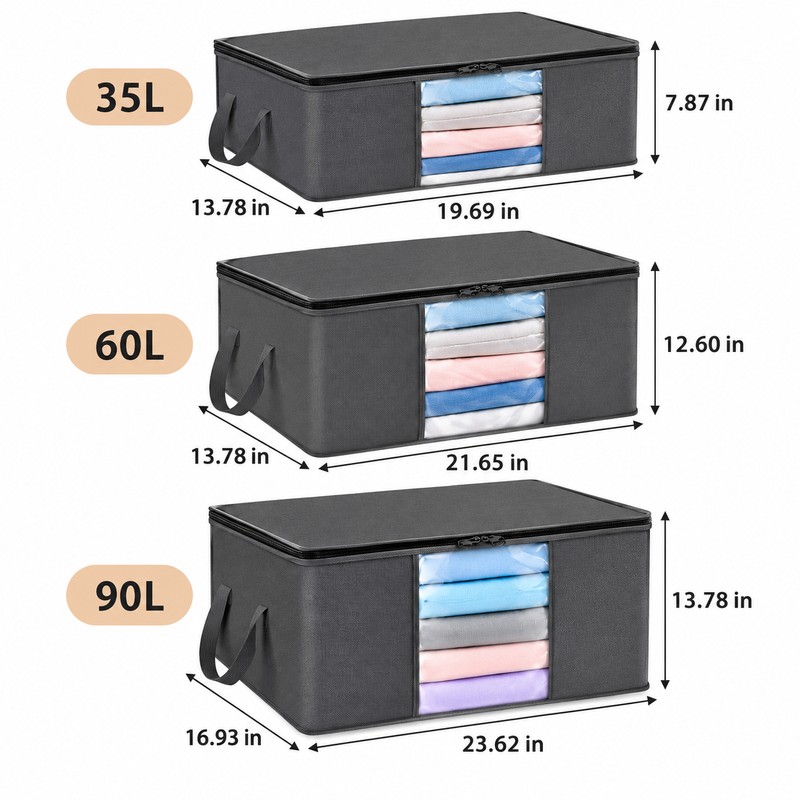 Foldable Clothes Storage Bags Set of 3 – Large Capacity