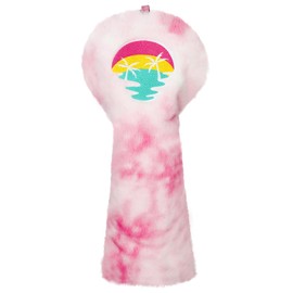 Craftsman Golf Club Cover Coconut Palm Driver Headcover Funny Driver Cover Pink Tie-Dye Plush Fuzzy Golf Cover for Women Golf Gift for Female Golfers