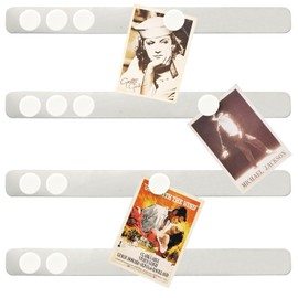 PYJLBX Magnetic Board Frameless Stainless Iron Strips, Magnetic Strips with Adhesive Backing Magnet Board Magnetic Bulletin Bar Board Memo Board with 10 Pcs White Magnet for School Office Home (4Pcs)