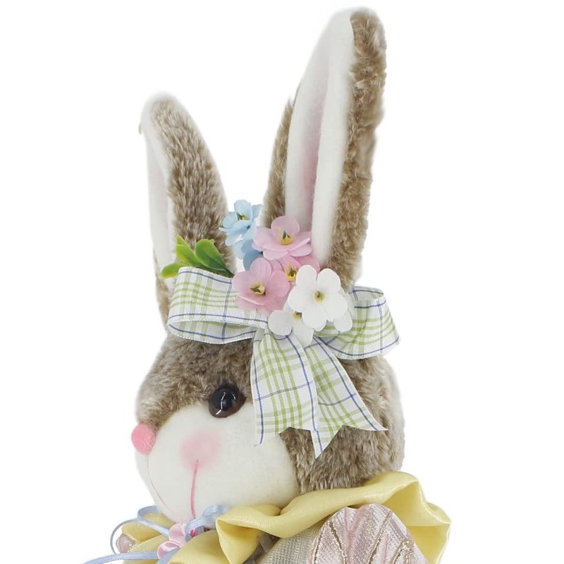 19" Whimsical Wreath Brown Bunny Rabbit Spring Easter Collectible Home