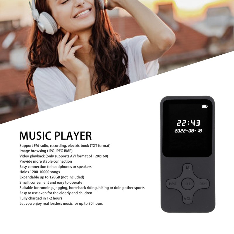 MP3 MP4 Player Bluetooth 5.0 Ultra Thin Digital LCD 1.77
