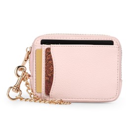 MINKARS Zip Card Case, Keychain Wallet Card Holder Purse, Pink, Zip Card Case