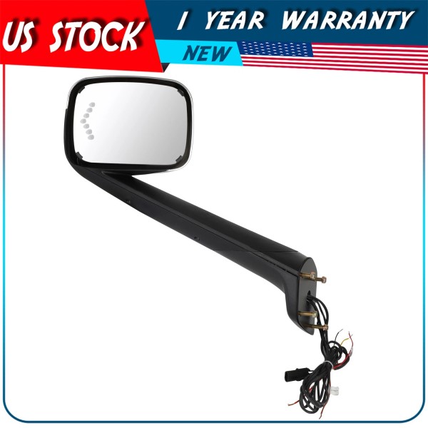 autodayplus Chrome Hood Mirror LED Turn Signal For Freightliner Cascadia