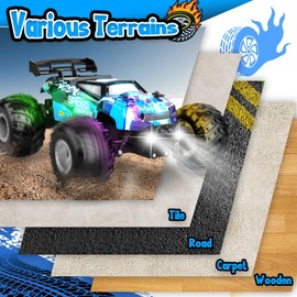 AONEPTR Remote Control Car, All Terrain Remote Control Truck for Boy, 2.4GHz Rc Car with Bodylight and Two Rechargeable Batteries, 20KM/H Monster Truck Toys